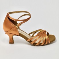 Scarpa da ballo donna latino americano ballo da sala raso rame suola bufalo tacco 60 rocchetto