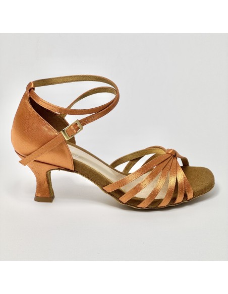 Scarpa da ballo donna latino americano ballo da sala raso rame suola bufalo tacco 60 rocchetto