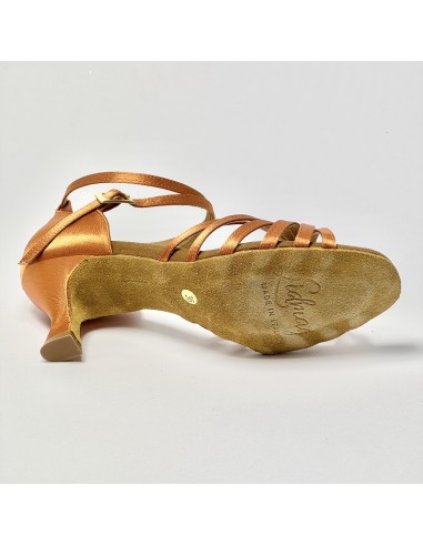 Scarpa da ballo donna latino americano ballo da sala raso rame suola bufalo tacco 60 rocchetto