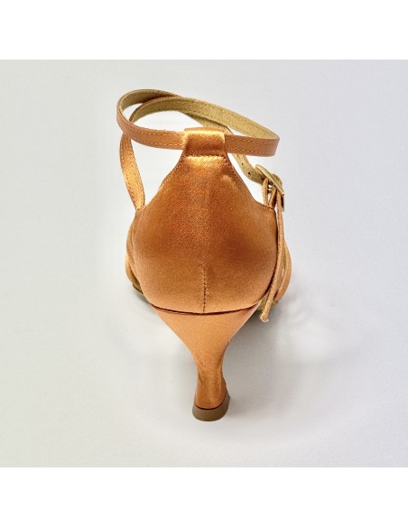 Scarpa da ballo donna latino americano ballo da sala raso rame suola bufalo tacco 60 rocchetto