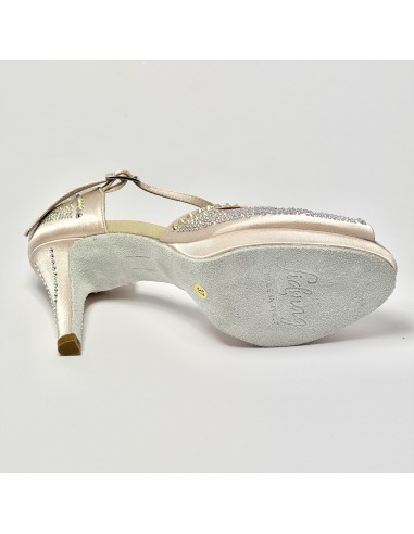 Scarpa da ballo donna latino americano ballo da sala raso cipria strass boreali plateau suola bufalo tacco 85 stiletto