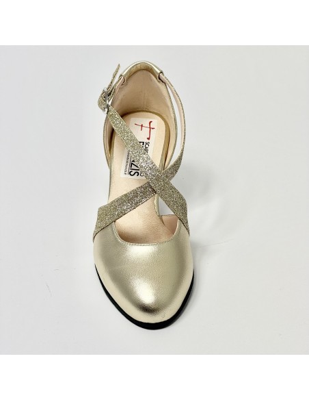 Scarpa da ballo donna ballo da sala liscio tango latino pelle glitter platino suola bufalo tacco 70 rocchetto