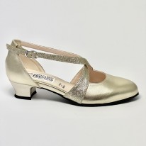 Scarpa da ballo donna ballo da sala liscio tango latino pelle glitter platino suola bufalo tacco 30 largo