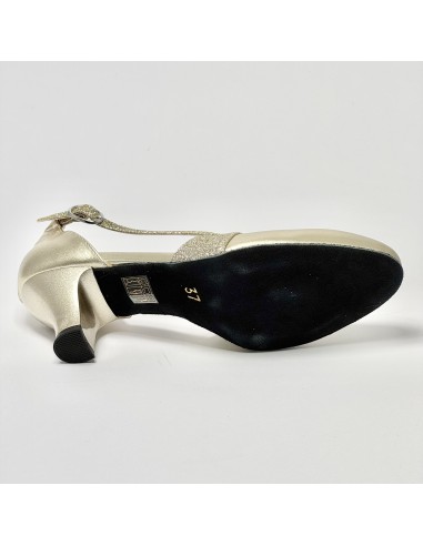 Scarpa da ballo donna ballo da sala liscio tango latino pelle glitter platino suola bufalo tacco 50