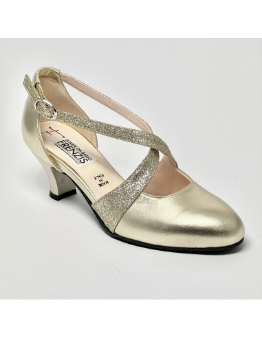 Scarpa da ballo donna ballo da sala liscio tango latino pelle glitter platino suola bufalo tacco 50
