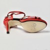 Scarpa da ballo donna latino americano ballo da sala liscio raso rosso strass boreali plateau suola cuoio tacco 85 stiletto