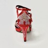 Scarpa da ballo donna latino americano ballo da sala liscio raso rosso strass boreali plateau suola cuoio tacco 85 stiletto