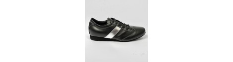 Scarpa da ballo uomo latino americano ballo da sala liscio tango pelle nero argento suola bufalo zeppa 2 cm