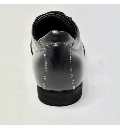 Scarpa da ballo uomo latino americano ballo da sala liscio tango pelle nero argento suola bufalo zeppa 2 cm