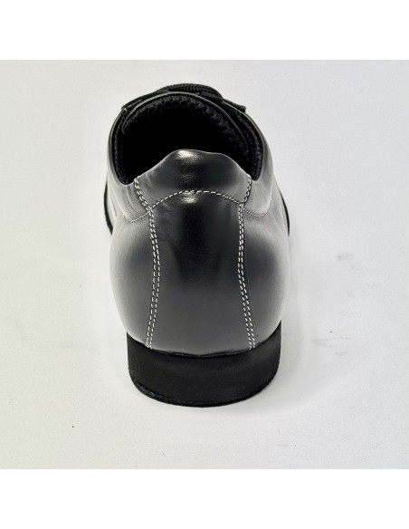 Scarpa da ballo uomo latino americano ballo da sala liscio tango pelle nero argento suola bufalo zeppa 2 cm