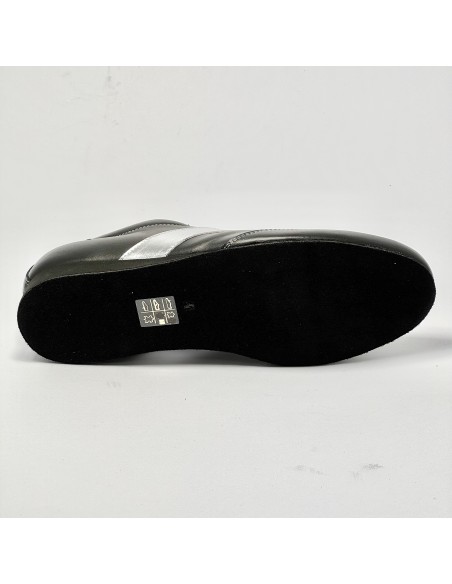 Scarpa da ballo uomo latino americano ballo da sala liscio tango pelle nero argento suola bufalo zeppa 2 cm