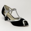 Scarpa da ballo donna latino americano ballo da sala liscio camoscio nero pelle argento suola cuoio pomiciato tacco 50