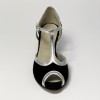 Scarpa da ballo donna latino americano ballo da sala liscio camoscio nero pelle argento suola cuoio pomiciato tacco 50