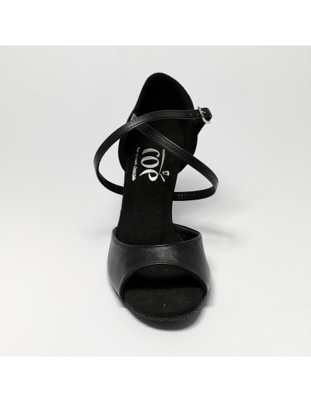 Scarpa da ballo donna latino americano ballo da sala liscio pelle camoscio nero suola bufalo tacco 70 rocchetto