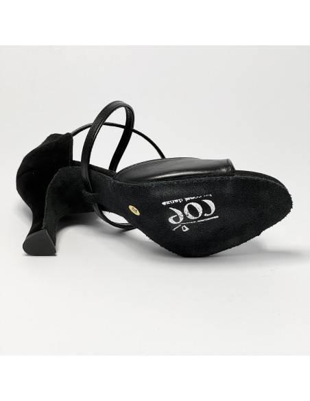 Scarpa da ballo donna latino americano ballo da sala liscio pelle camoscio nero suola bufalo tacco 70 rocchetto