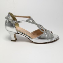 Scarpa da ballo donna latino americano ballo da sala liscio pelle glitter argento suola cuoio pomiciato tacco 50