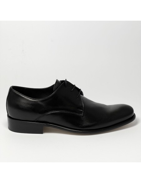 Scarpa da ballo uomo ballo da sala liscio tango argentino pelle nera suola cuoio pomiciato tacco 25