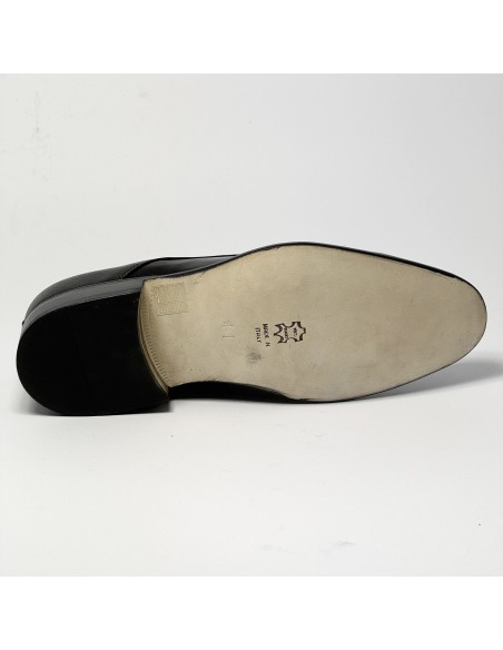 Scarpa da ballo uomo ballo da sala liscio tango argentino pelle nera suola cuoio pomiciato tacco 25