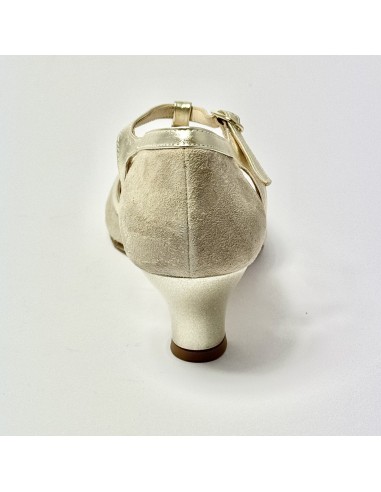 Scarpa da ballo donna latino americano ballo da sala liscio camoscio beige pelle platino suola cuoio pomiciato tacco 50