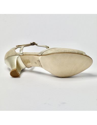 Scarpa da ballo donna latino americano ballo da sala liscio camoscio beige pelle platino suola cuoio pomiciato tacco 50