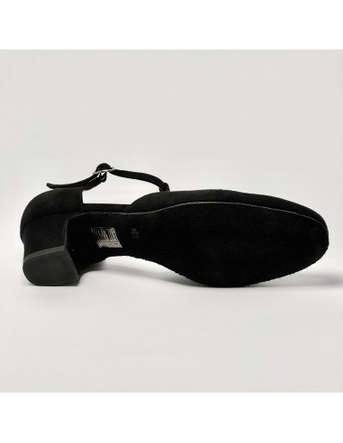 Scarpa da ballo donna ballo da sala liscio standard camoscio nero strass suola bufalo tacco 30 largo