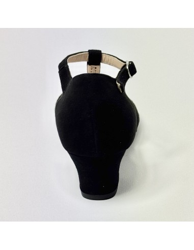 Scarpa da ballo donna ballo da sala liscio standard camoscio nero strass suola bufalo tacco 30 largo