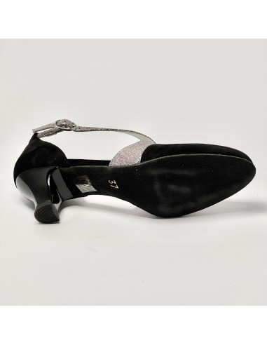 Scarpa da ballo donna ballo da sala liscio camoscio nero glitter arcobaleno suola in bufalo tacco 50