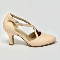 Scarpa da ballo donna ballo da sala liscio standard pelle carne chiaro suola bufalo tacco 70 rocchetto