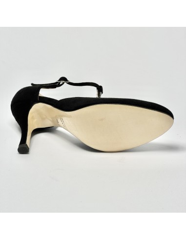 Scarpa da ballo donna ballo da sala liscio tango argentino camoscio nero strass suola cuoio tacco 90
