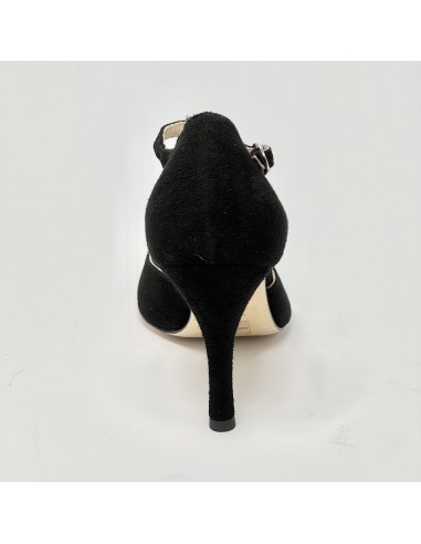 Scarpa da ballo donna ballo da sala liscio tango argentino camoscio nero strass suola cuoio tacco 90