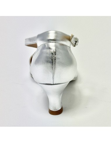 Scarpa da ballo donna ballo da sala liscio standard pelle argento suola bufalo tacco 50 rocchetto