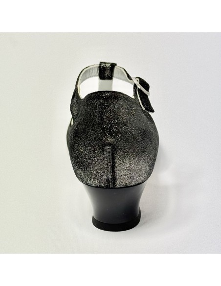 Scarpa da ballo donna ballo da sala liscio standard nabuk polvere argento suola cuoio pomiciato tacco 30 largo