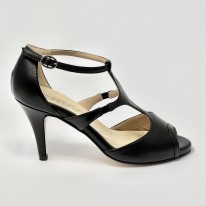 Scarpa da ballo donna tango argentino latino ballo da sala liscio pelle nera suola cuoio pomiciato tacco 80 stiletto