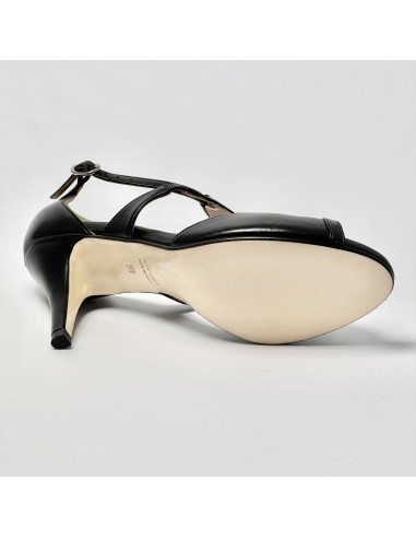 Scarpa da ballo donna tango argentino latino ballo da sala liscio pelle nera suola cuoio pomiciato tacco 80 stiletto