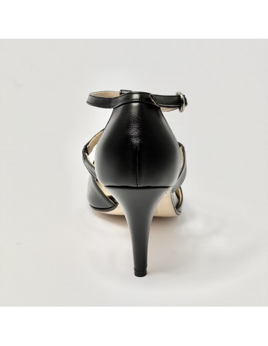 Scarpa da ballo donna tango argentino latino ballo da sala liscio pelle nera suola cuoio pomiciato tacco 80 stiletto