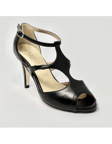 Scarpa da ballo donna tango argentino latino ballo da sala liscio pelle nera suola cuoio pomiciato tacco 80 stiletto