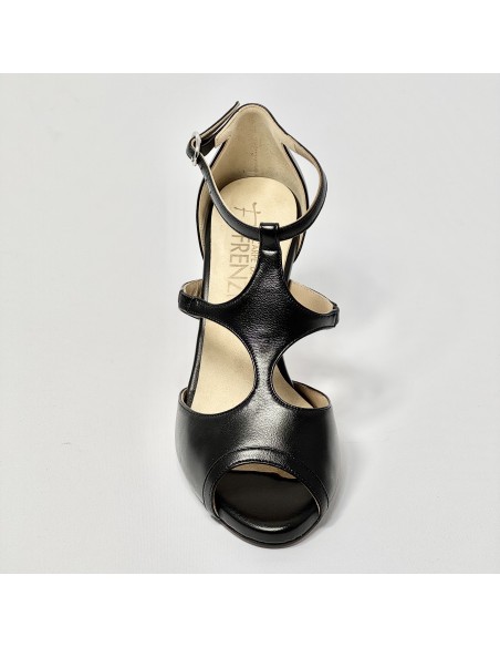 Scarpa da ballo donna tango argentino latino ballo da sala liscio pelle nera suola cuoio pomiciato tacco 80 stiletto