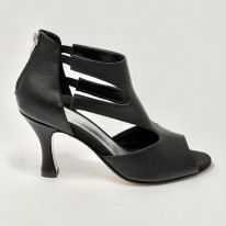Scarpa da ballo donna latino americano ballo da sala liscio pelle nera suola cuoio tacco 80 rocchetto