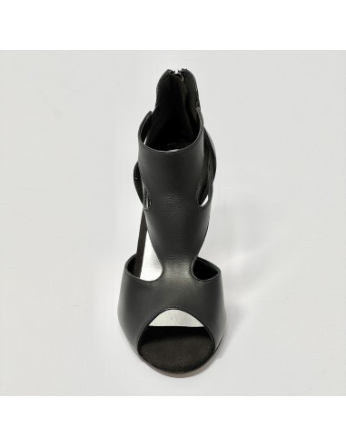 Scarpa da ballo donna latino americano ballo da sala liscio pelle nera suola cuoio tacco 80 rocchetto