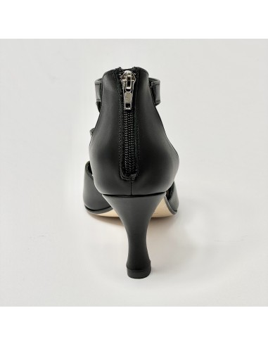 Scarpa da ballo donna latino americano ballo da sala liscio pelle nera suola cuoio tacco 80 rocchetto