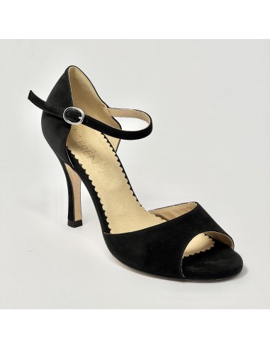 Scarpa da ballo donna tango argentino kizomba ballo da sala liscio camoscio nero suola cuoio pomiciato tacco 90 sottile