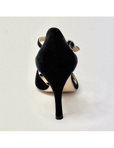 Scarpa da ballo donna tango argentino kizomba ballo da sala liscio camoscio nero suola cuoio pomiciato tacco 90 sottile