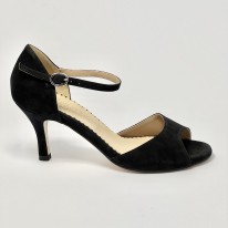 Scarpa da ballo donna tango argentino kizomba ballo da sala liscio camoscio nero suola cuoio pomiciato tacco 70 sottile