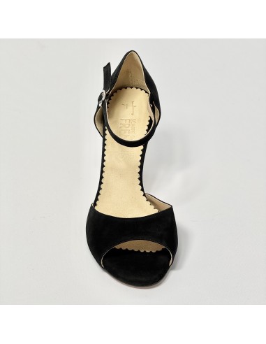 Scarpa da ballo donna tango argentino kizomba ballo da sala liscio camoscio nero suola cuoio pomiciato tacco 70 sottile
