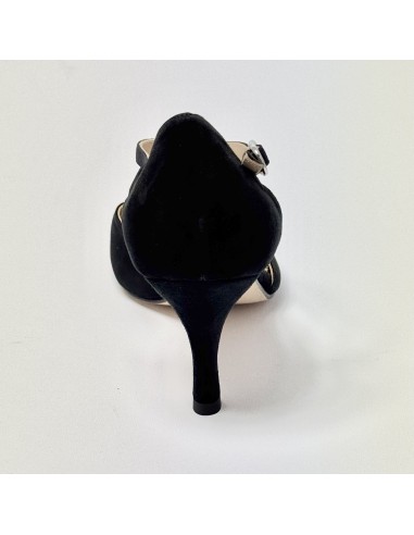 Scarpa da ballo donna tango argentino kizomba ballo da sala liscio camoscio nero suola cuoio pomiciato tacco 70 sottile