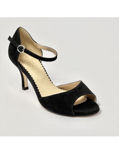 Scarpa da ballo donna tango argentino kizomba ballo da sala liscio camoscio nero suola cuoio pomiciato tacco 70 sottile