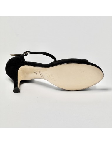 Scarpa da ballo donna tango argentino kizomba ballo da sala liscio camoscio nero suola cuoio pomiciato tacco 70 sottile