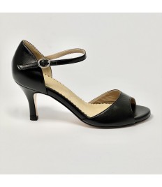 Scarpa da ballo donna tango argentino kizomba ballo da sala liscio pelle nero suola cuoio pomiciato tacco 70 sottile