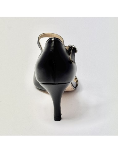 Scarpa da ballo donna tango argentino kizomba ballo da sala liscio pelle nero suola cuoio pomiciato tacco 70 sottile
