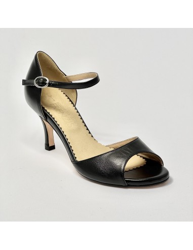 Scarpa da ballo donna tango argentino kizomba ballo da sala liscio pelle nero suola cuoio pomiciato tacco 70 sottile